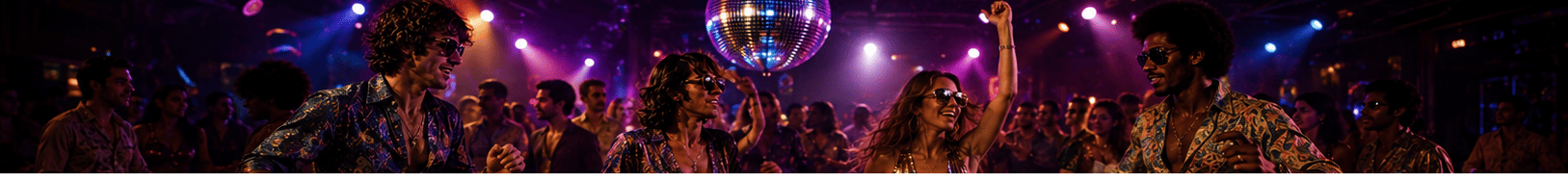 Dancers under a mirror ball on a packed disco floor